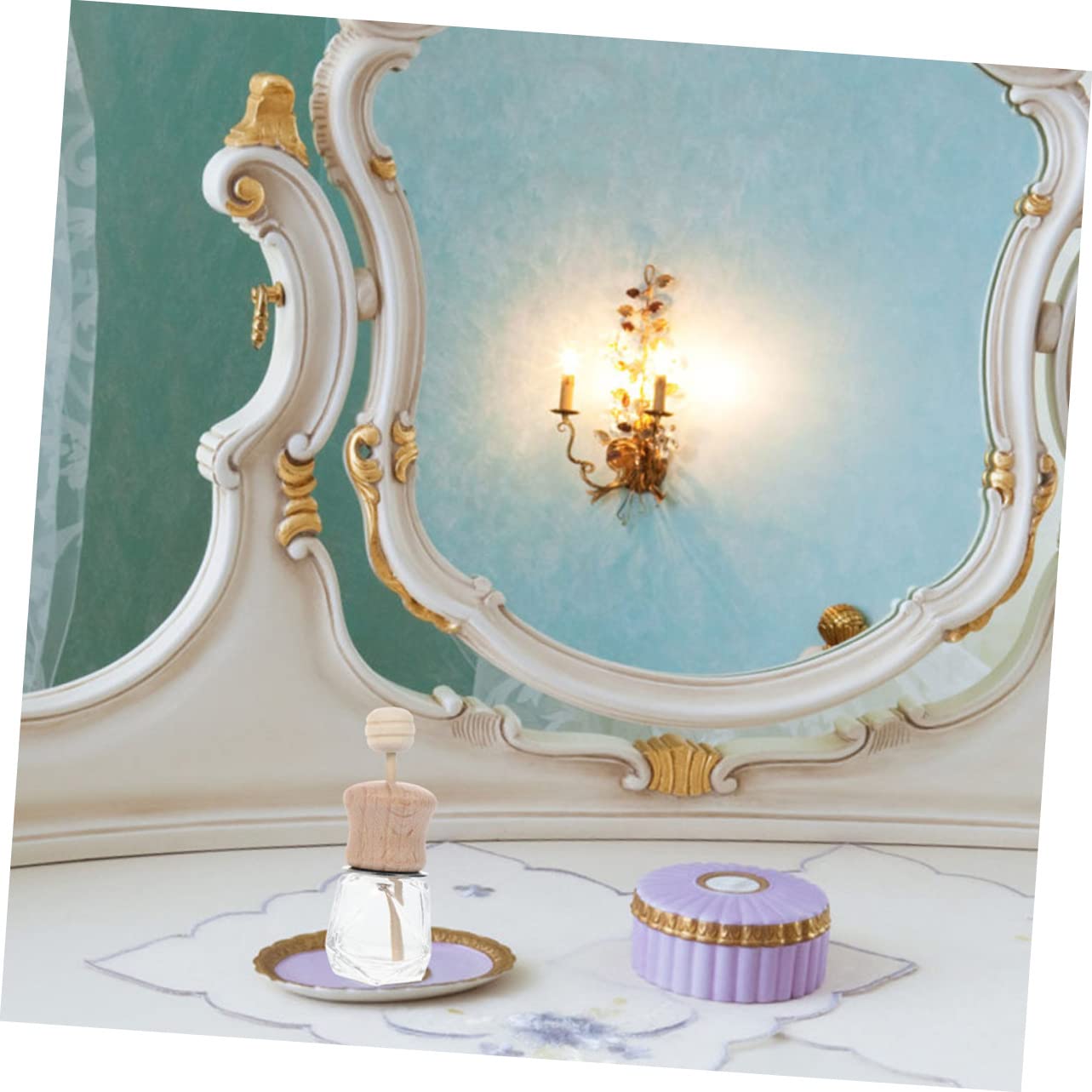 UKCOCO 20 Pezzi Bottiglie Profumo Auto Vuote in Vetro e Legno Diffusori Olio Trasparenti Accessori Eleganti per Profumatore Aria Veicolare Facili da Installare su Bocchette