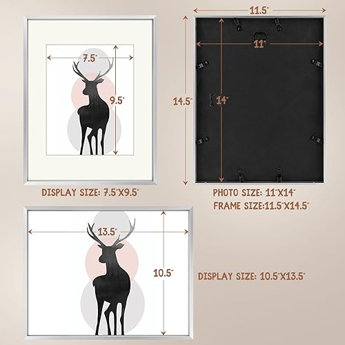 Miniatura 5 de Space Art Deco, Juego de 3 portarretratos de aluminio metálico de 11 x 14 pulgadas, para galería de fotos de 8 x 10 pulgadas con paspartú o de 11 x