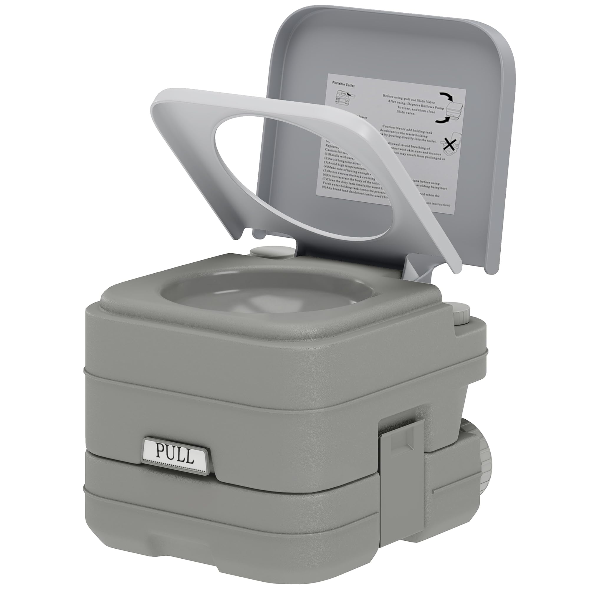 Homcom Grey 10L Portable Toilet For Adults, Outdoor Camping Toilet With 2 Detachable Tanks & Push-Button Operation, Compact Outdoor Travel Potty Loo With Lid, Seat For Fishing, Hiking, Picnic,