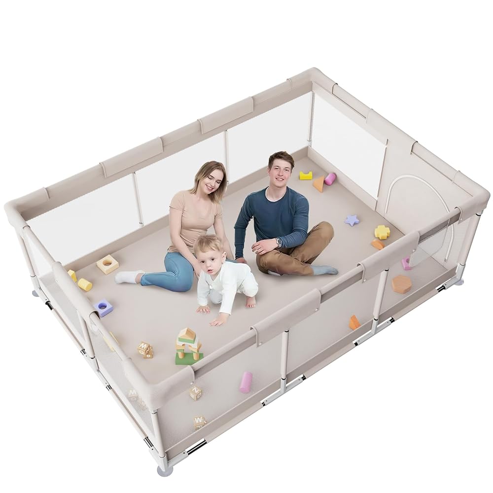 ZEEBABA Baby Playpen,71x47 inch Playpen for Babies and Toddlers, Play Pen for Kids, Play Pens for Babies and Toddlers for Apartment (Without mat)