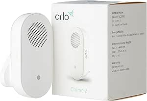 Arlo Certified Accessories | Arlo Chime 2, Audible Alerts, Built-in Siren, Customisable Melody, Connection Direct to Wi-Fi, Designed for Arlo Video Doorbells and Pro Cameras, AC2001-100UKS asin的图片