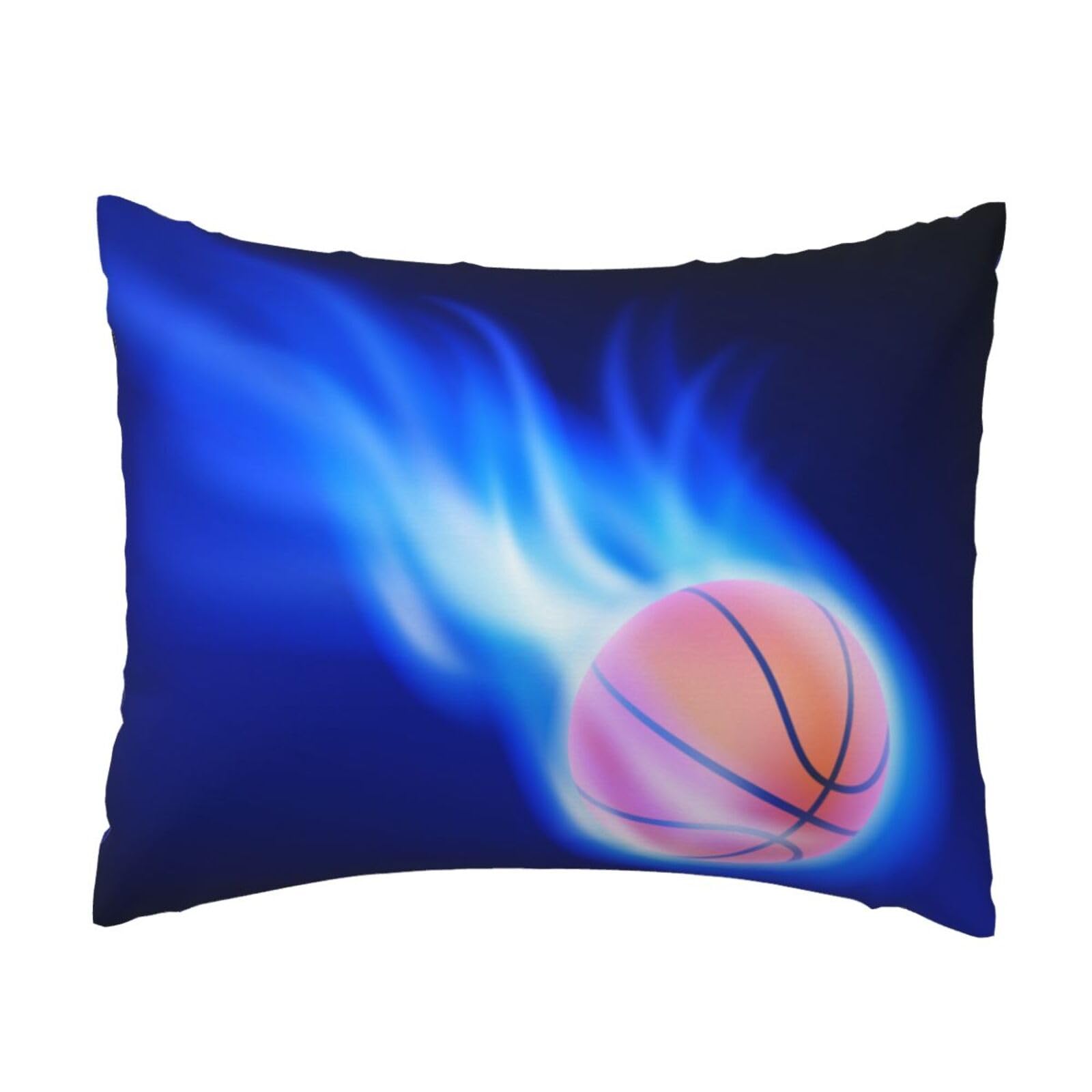 WSHFFILO Blue Fire Basketball Ball printed Pillow Case 20x26in Decorative pillowcase Throw Pillow Cover
