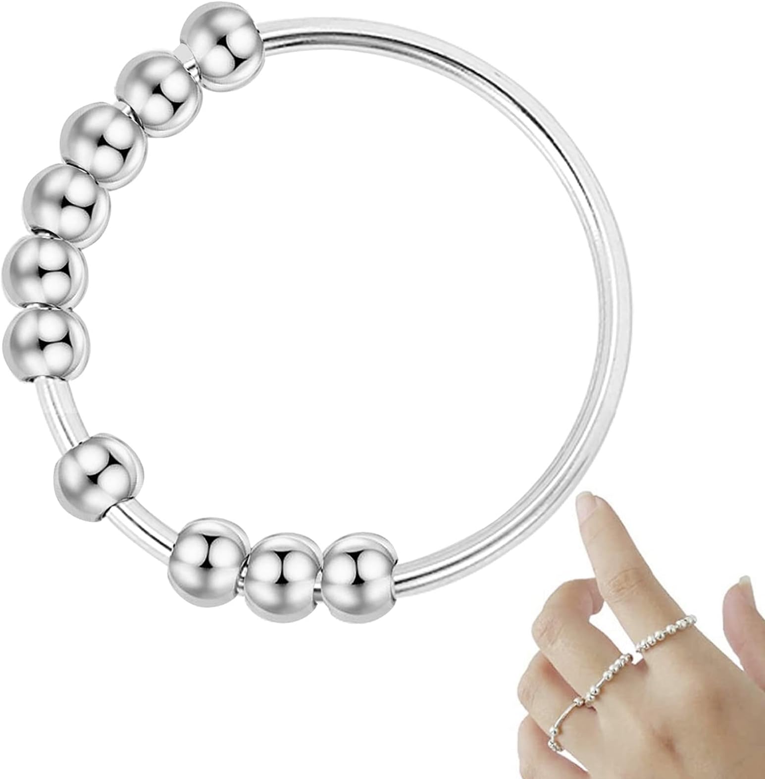 Fidget Ring Anxiety Ring For Women Bead Ring, Anti Worry Ring Dainty Minimalist Ring Gift For Her, Fidget Spinning Rings for Men Stress Relief Fidget Toys