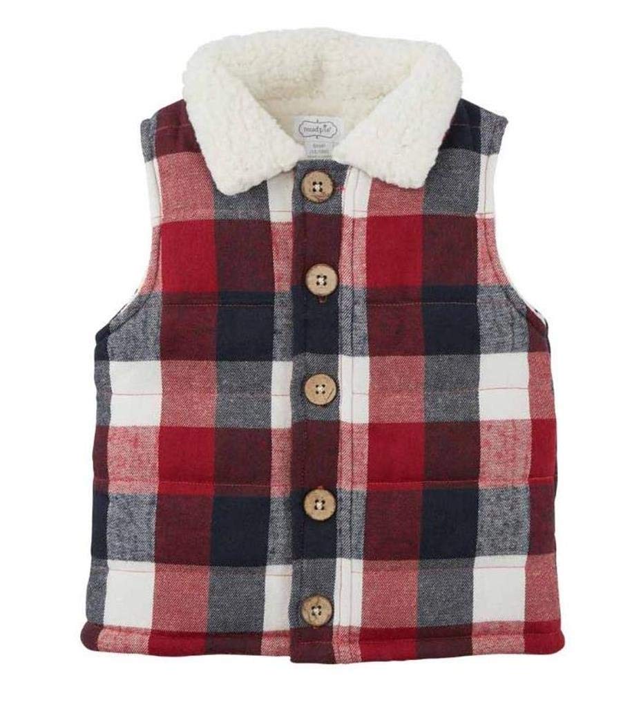 Mud Pie Baby Boys' Buffalo Check Vest, Multicolor, 4-5T