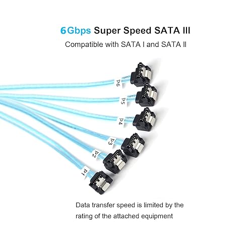 Miniatura 4 de Cable SATA-III 6 unidadesjuego de cable SATA de ángulo recto de 90 grados en ángulo recto SAS de 6 Gbps de repuesto de datos para unidades de
