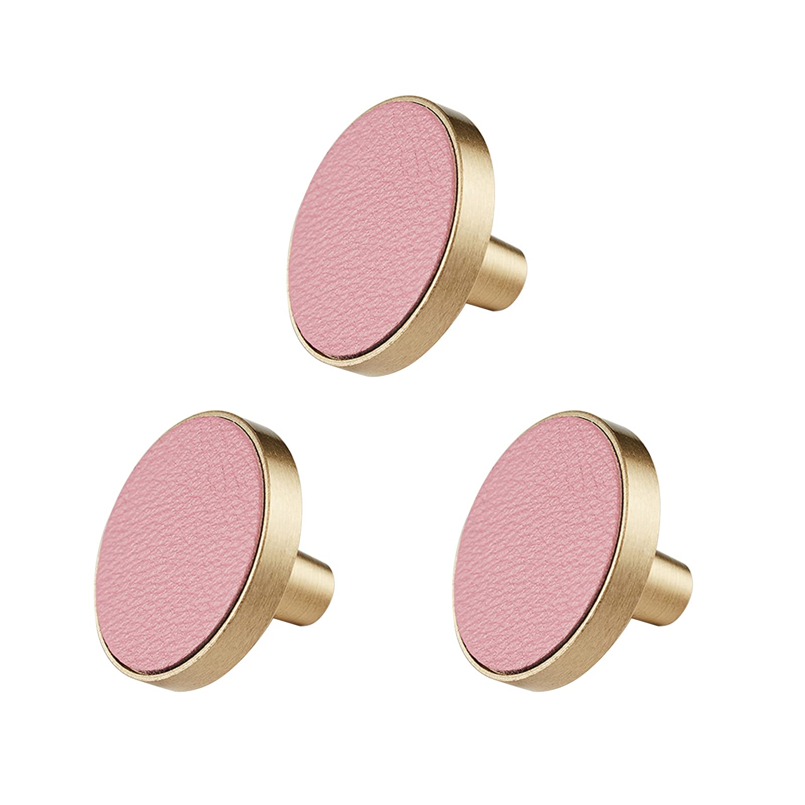 Poignées d'armoires Poignées de tiroirs, 3 Pcs Drawer Knobs, Round Cabinet Knobs Furniture Door Sheepskin Handles,for Home Kitchen Office Drawer, with Screws Hardware,(Pink,32mm)