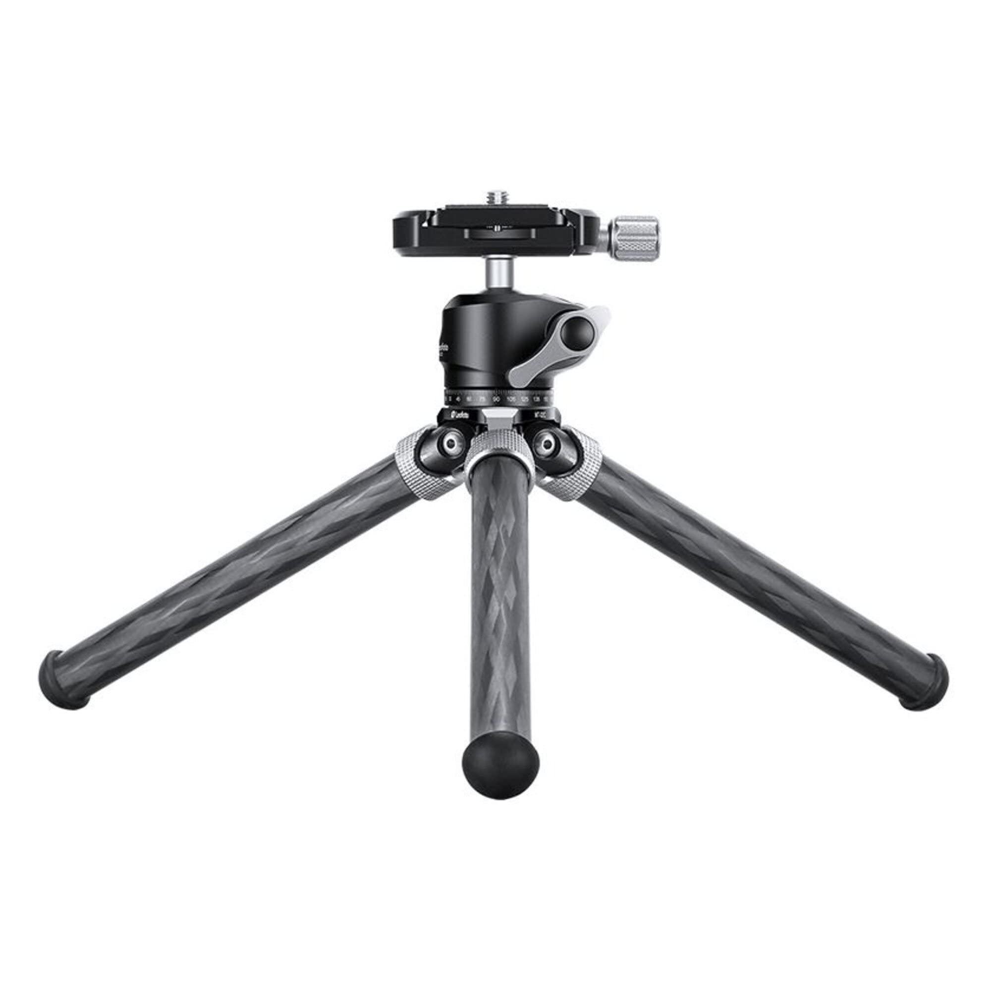 Leofoto MT-02C+LH-22 Treppiede da tavolo, Mini Travel, Fibra di carbonio, 2 Sezione Gambe, 1/4" Treppiede Montaggio Kit Testa a Sfera (Nero)