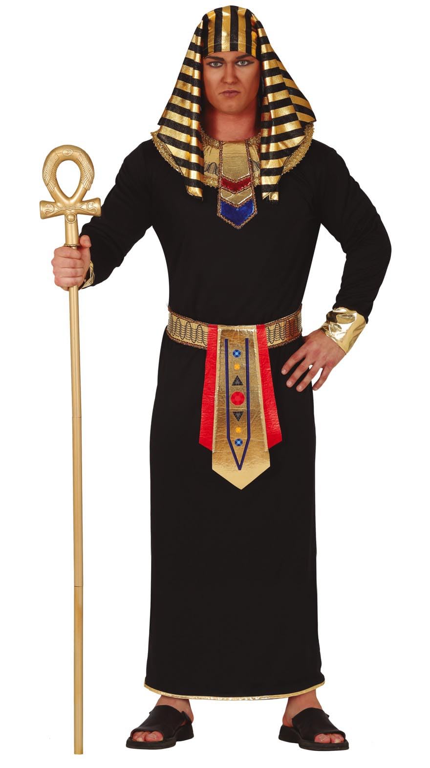 FIESTAS GUIRCA | Egyptian Adult Fancy Dress for Men (38-40/M) - Dress, Belt, Collar and Headpiece - Ideal for Themed Parties and Halloween - Pharaoh and Ancient Egypt Costumes - Black and Gold