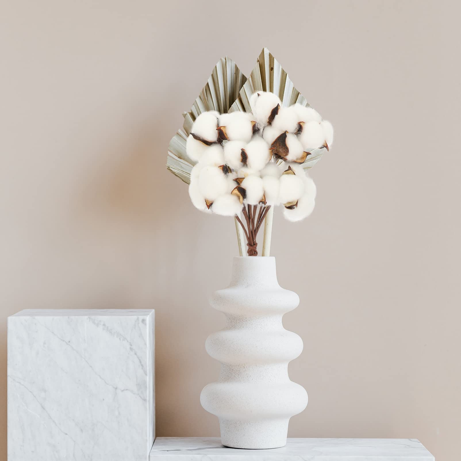 Cabilock 5 Ensembles Bouquet Coton Sec Fausses Fleurs en Mousse Tiges De Coton Séchées Fleur De Remplissage D'affichage Tiges Séchées Branche De Coton Coton Naturel
