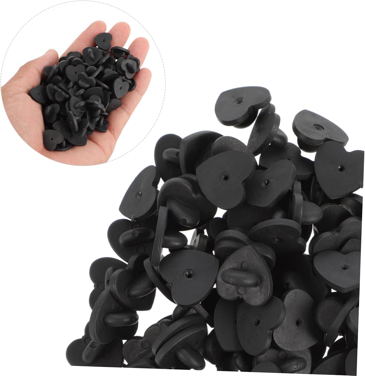 SHINEOFI 300pcs Heart Shaped Rubber Brooch Pin Backs for Crafts Tie Tacks for Badges and Jewelry Making Butterfly Clutch Accessories