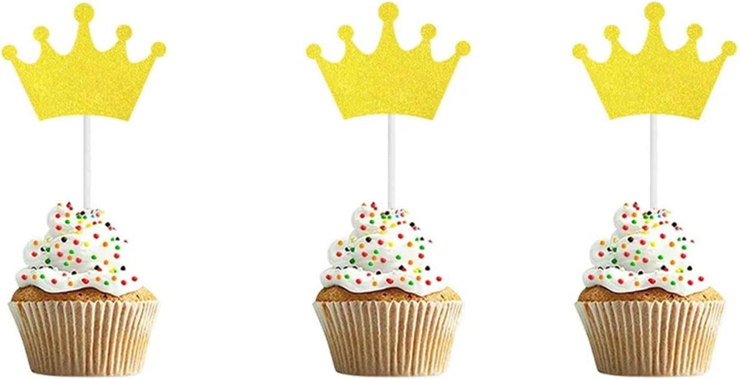 Happy Birthday Cupcake Toppers 360Pcs Crown Happy Birthday Cake Topper Golden Crown paper Birthday Party Cake Toppers For Cake Dessert Decorations For Cake Dessert Decorations