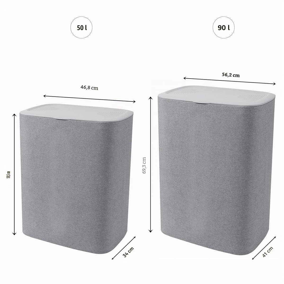 Cesta de lavandería de tela SVEN 50L con tapa y 2 bolsas separadoras extraíbles, gran capacidad, plegable y práctica