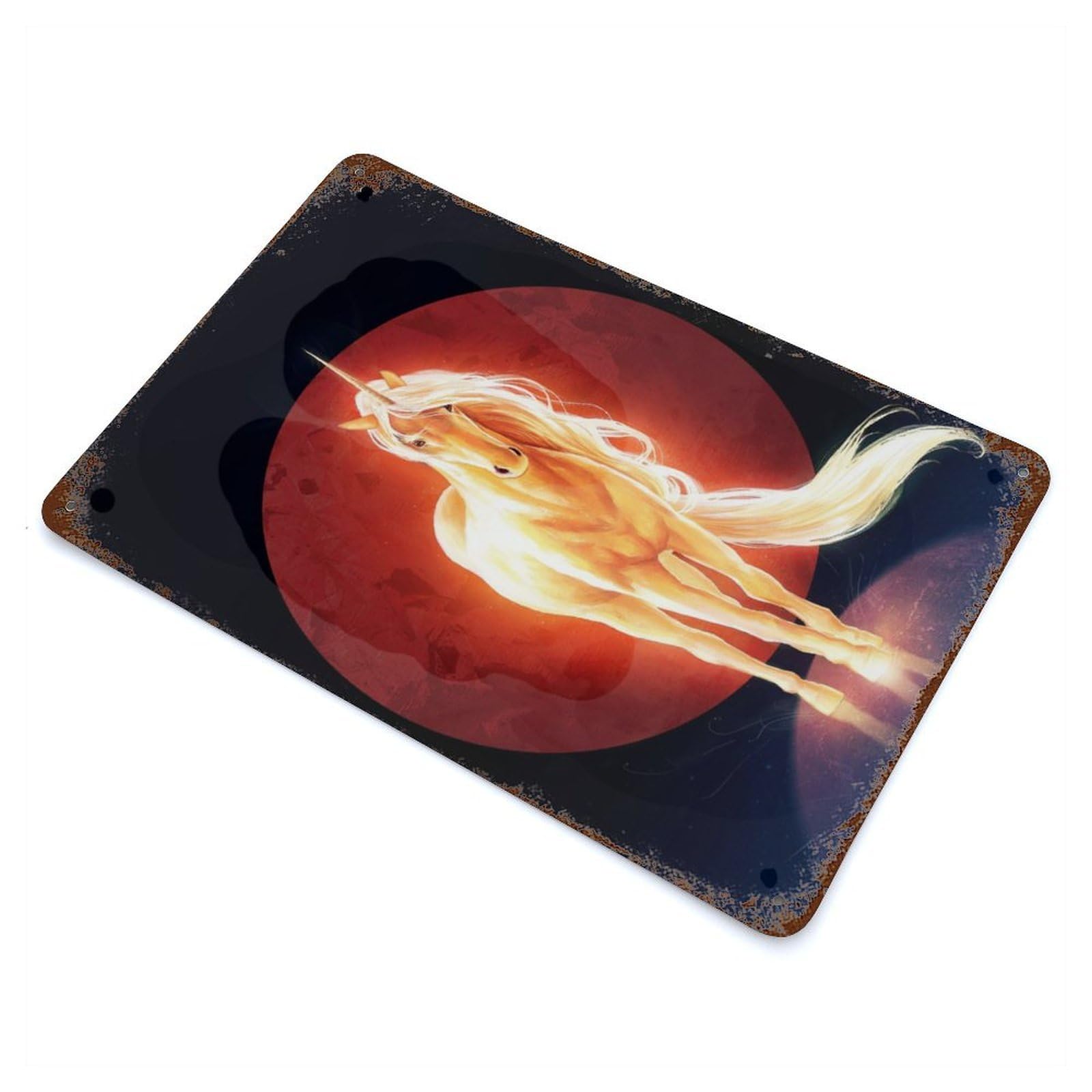 The Last Unicorn Rust Effect Tin Sign 11.8"x7.9", Industrial Home Decor for Garage, Bar And Workshop Decor
