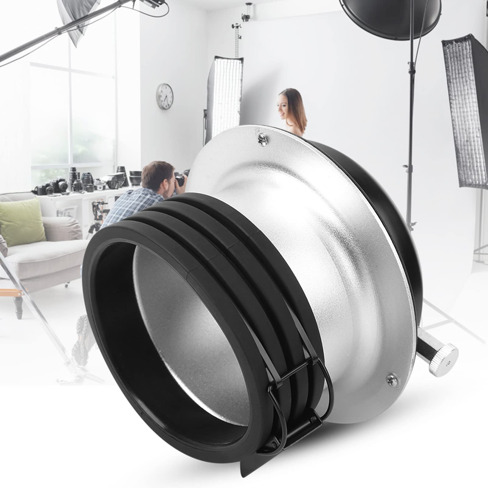 Jiawu Konwerter Pierścienia Adaptera ze Stopu do Mocowania na lampę błyskową Softbox z Mocowaniem, Uniwersalny Adapter światła Fotograficznego do Profesjonalnej Lampy Wideo Studyjnej
