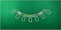 Vista 1 de Diseño de tapete de fieltro para mesa de Blackjack - Rectangular de 36" x 72" estilo Las Vegas, color verde, cubierta de mesa de casino de póquer