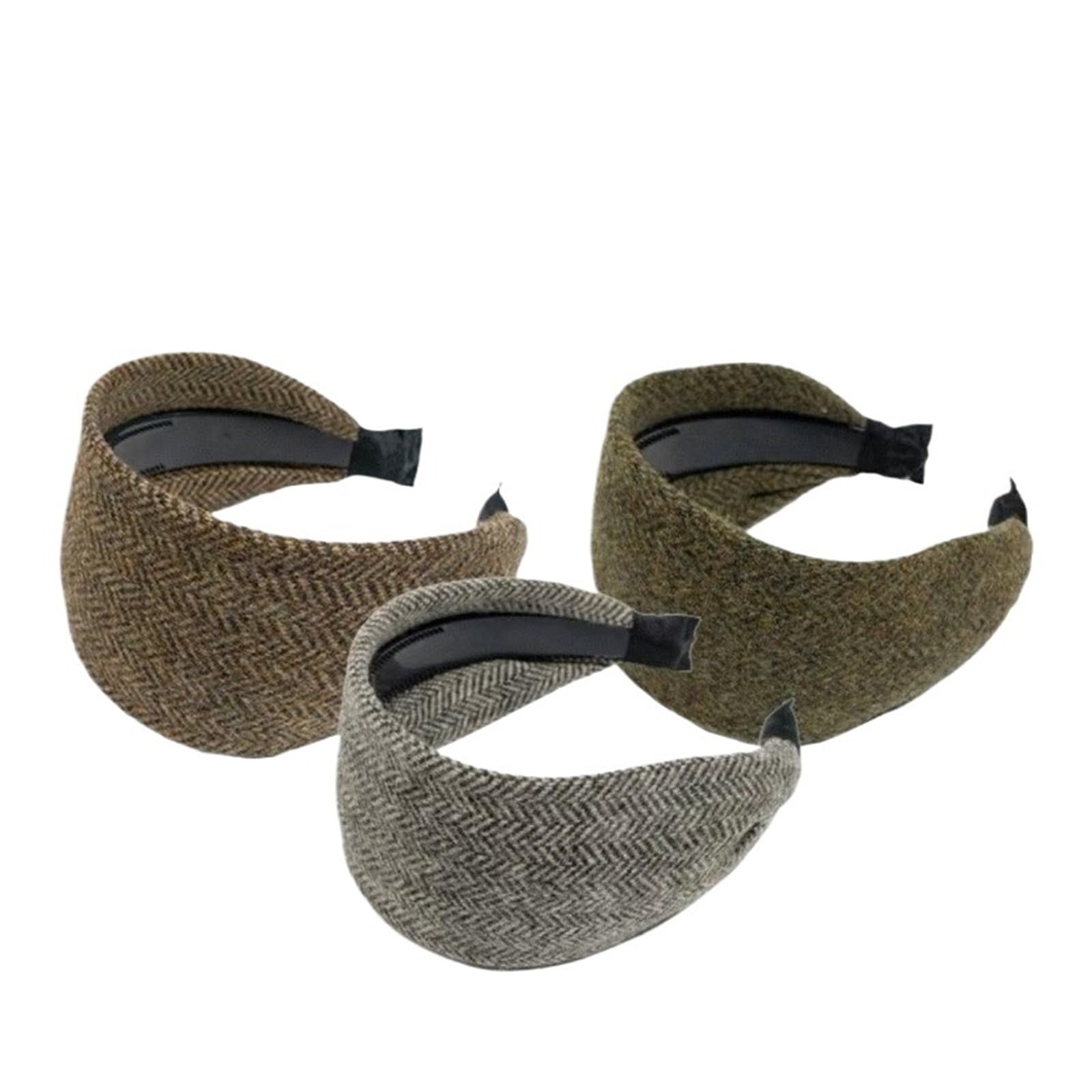 3 stücke Verdickt Warme Breitkrempige Haar Stirnband Herbst Und Winter Zubehör Mit Zähne Stirnbänder for Frauen Für Damen(Dark color-3pcs)