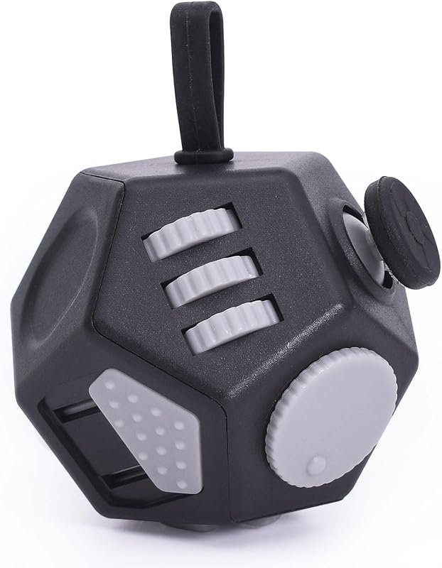UOOEFUN Mini Fidget Toys Cube,12 Sided Cube Toys Relief Stress,Anxiety, Depression,Autism for Kids Adults Improve Focus and Kill Time (Black)