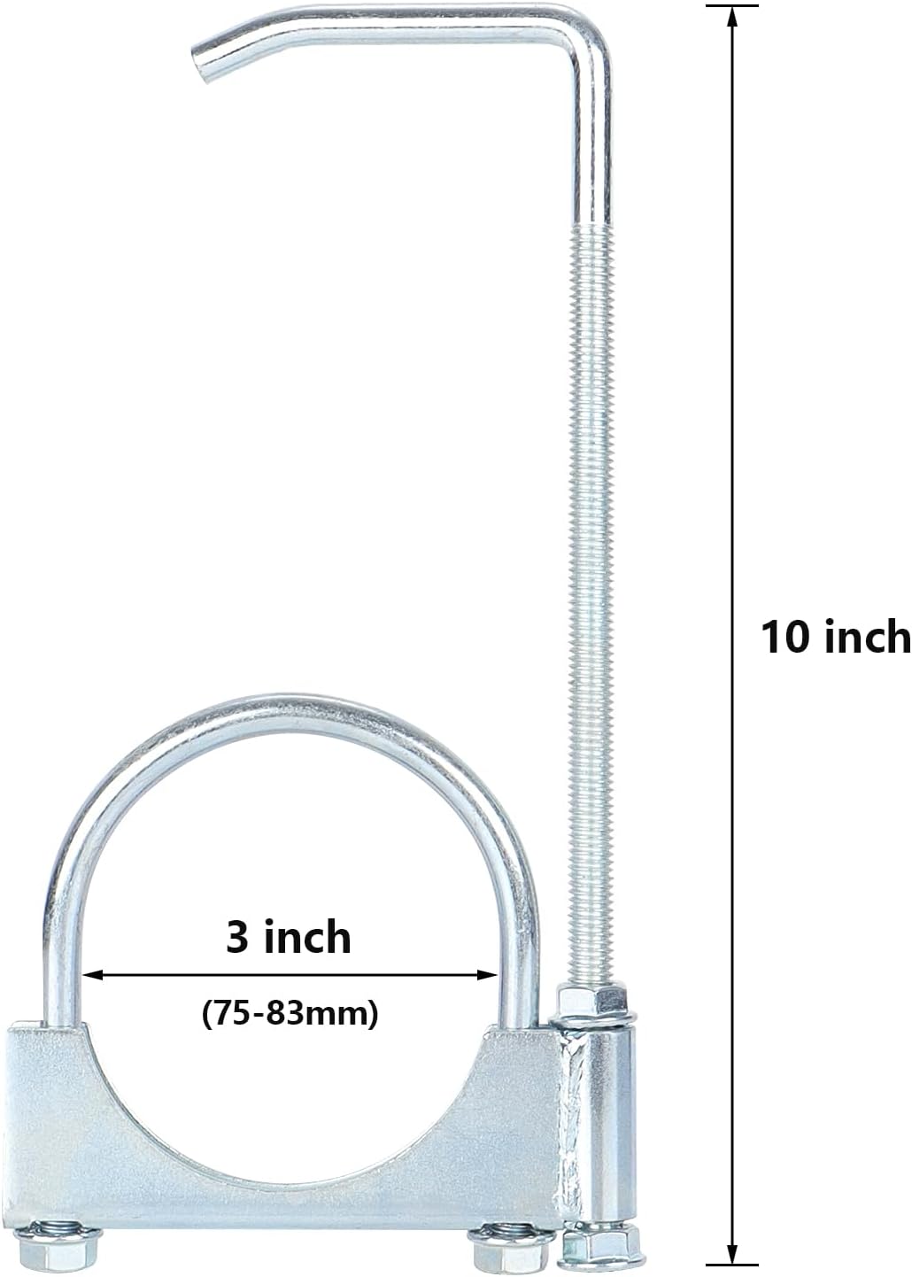 LCGP 3" Universal Exhaust Clamp with Hanger Made of Heavy-Duty Steel Clamp with Rear Muffler Hanger Exhaust Pipe 2PCS