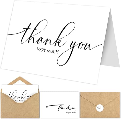 Miniatura 6 de AZAZA Paquete de 24 tarjetas de agradecimiento con sobres y calcomanías, notas de agradecimiento a granel de 4 x 6 pulgadas, tarjetas de
