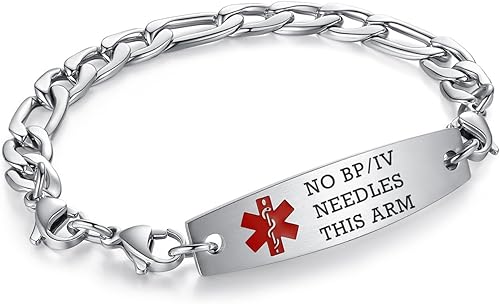 Miniatura 209 de Brazaletes de alerta médica ajustables de 7.5" a 9" para mujer/hombre, de acero inoxidable, intercambiables