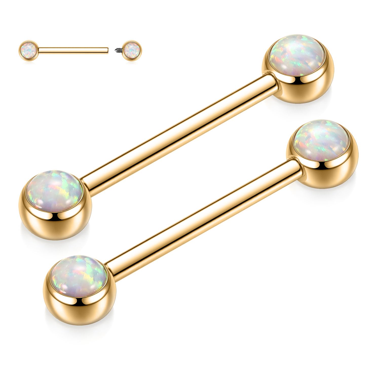 GAGABODY Pair 14G Nipple Rings G23 Titanium Internally Threaded Nipple Barbells 12mm-18mm Bridge Piercing Jewelry Straight Nipple Bar for Women Men