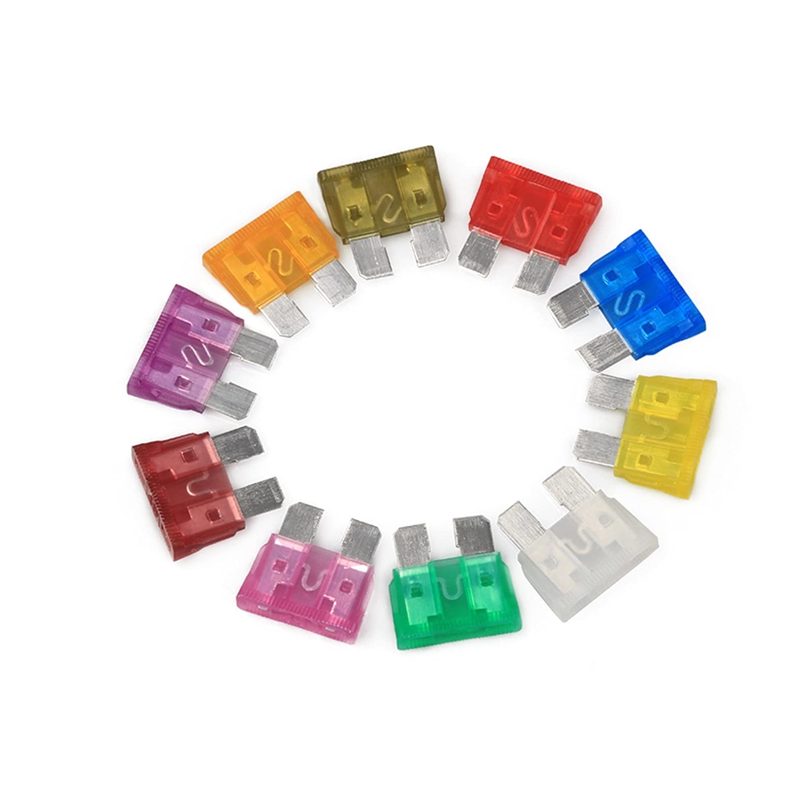 Cablaggio di protezione 100pcs 3A 5A 7.5A 10A 15A 20A 25A 30A 35A 40A Assortimento di fusibili for auto a lama standard Fusibile a lama for auto Fusibile for moto for barca automatica