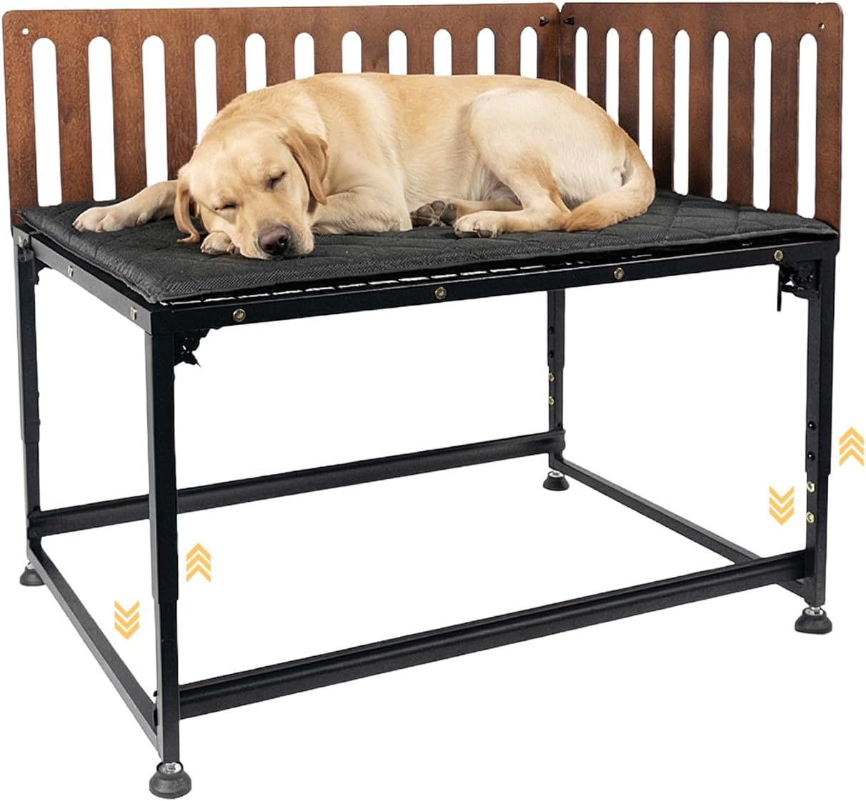 45”×29.2” Bedside Dog Bed, Foldable Pet Bed with 5-Level Height Adjustment (21”-29”), Metal Dogs Bed Frame with Removable Side 2 Panels & Chew-Proof Mat, Easy Foldable Storage，Large