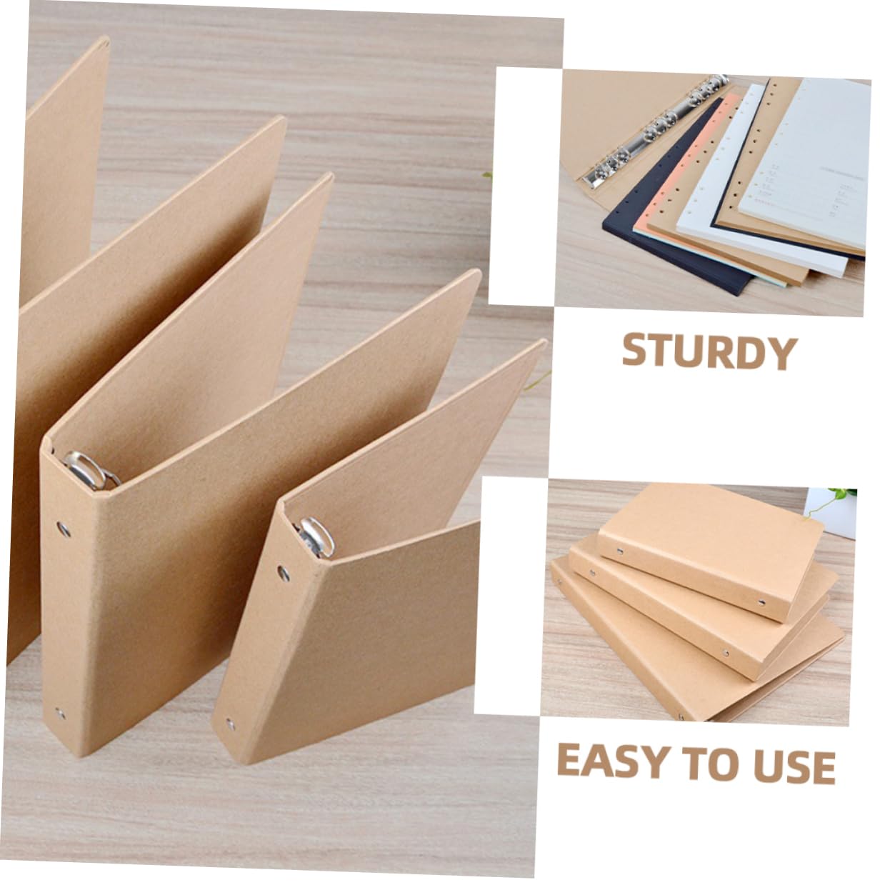 Copertina Quadernone a 6 Anelli 3 Pezzi in Carta Kraft | Foderine Quaderni, Quaderno Raccoglitore, Decorazioni Scuola, Uso Ufficio e Scuola, per Studenti