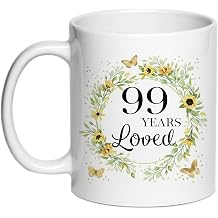 99 Years Loved Birthday Coffee Mugs, 99th Birthday Gifts For Women 11 oz, 99 Year Old Birthday Gifts For Women, 1926 Present Gift Ideas For Wife, Mom, Grandma, Mother Cups 99