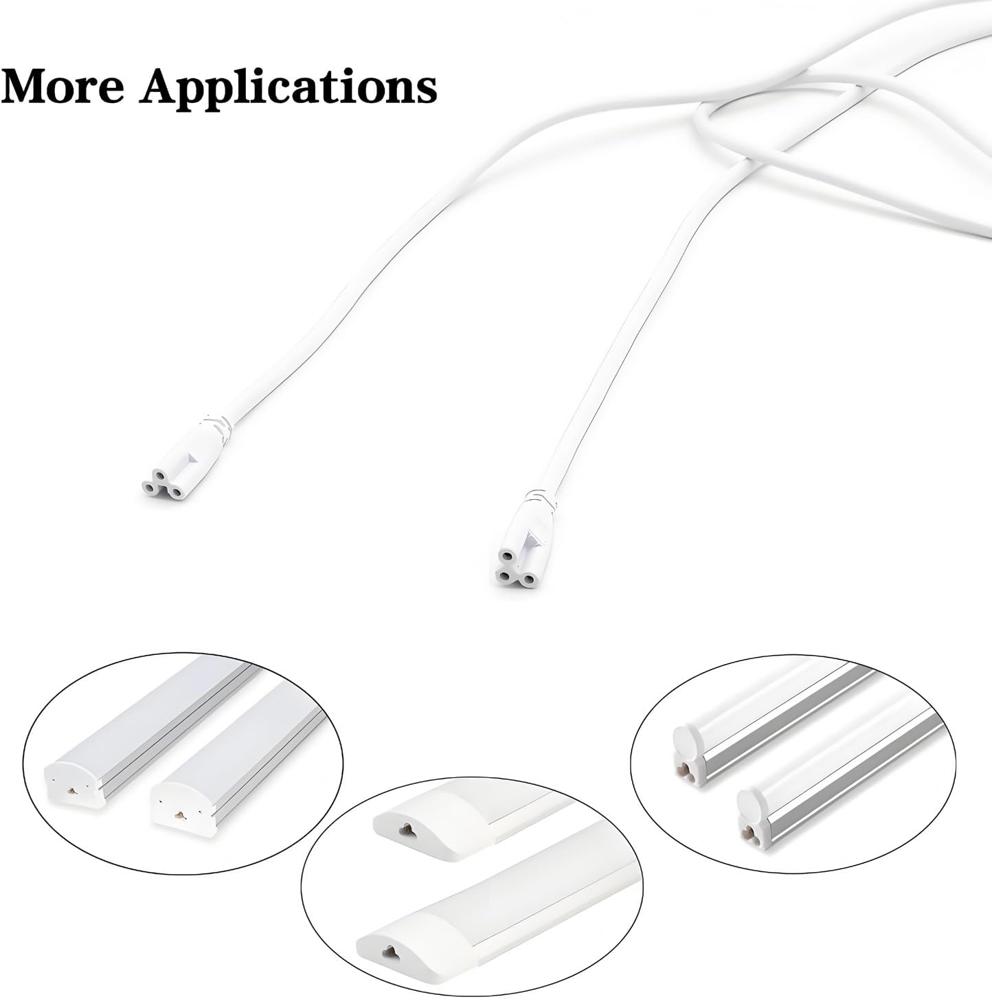 T5 T8 Extension Cords, 4ft Connector Cord, 3-Prong Extended Power Cable for Integrated LED Tube Light, Single LED Shop Garage Light Fixture (Pack of 4)