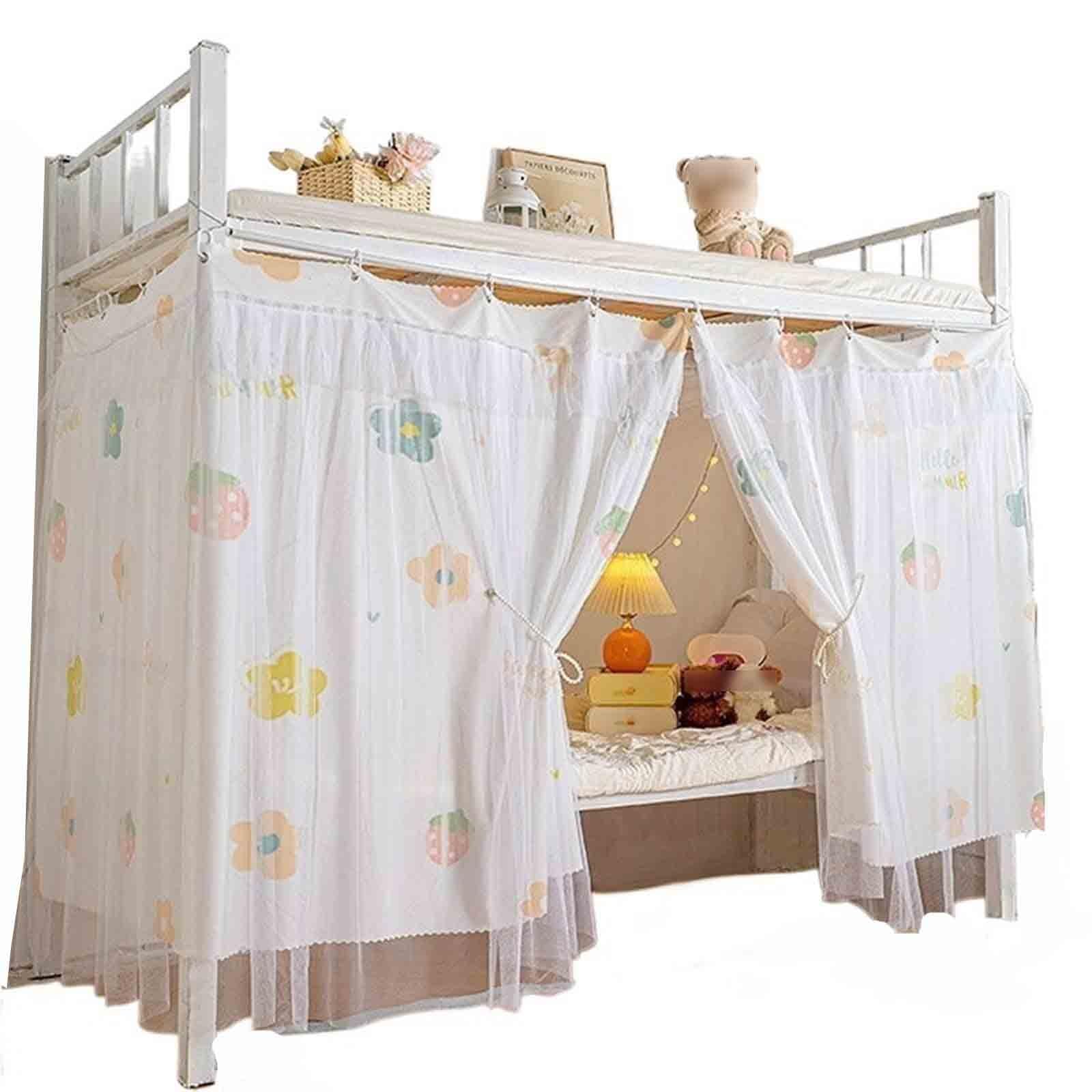 HAJHI Students Dormitories Bunk Bed Curtains with Sheer Bottom Top Loft Bed Curtains Blackout Decorative Bunk Bed Tent Dust-Proof Privacy(2 curtains,1.35m,G)