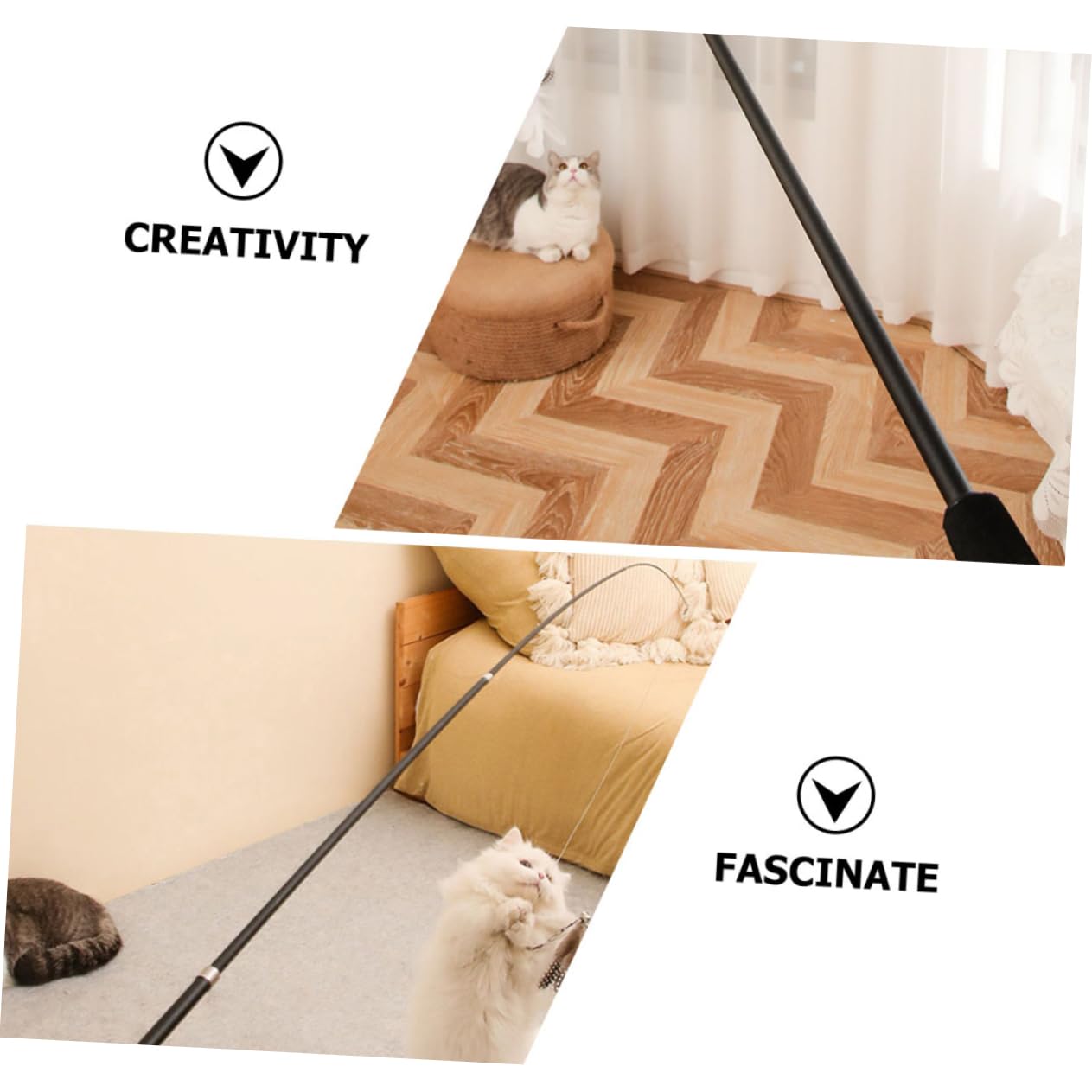 SUPVOX 6pièces Canne Téaser pour Chat De Extensible avec Plumes Jouets Interactifs pour Chats Et Chatons
