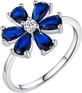 Anillo para mujer, resistente al agua, anillos azules para mujer, blanco, 9/14 quilates, Au375/Au585, en forma de pera, zafiro fabricado en laboratorio, para hermana