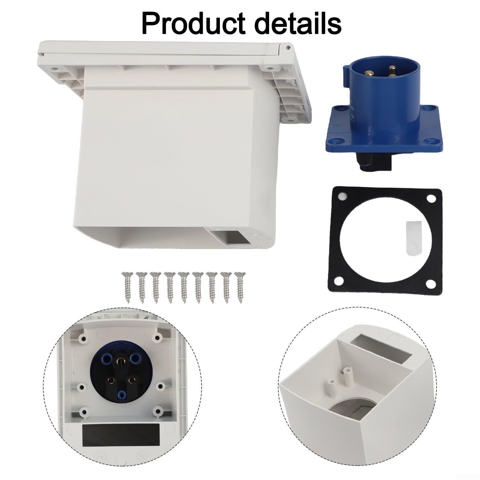 Scatola esterna impermeabile per camper, presa di corrente da 16 A 220 V con copertura protettiva IP44, per roulotte e camper (bianco)