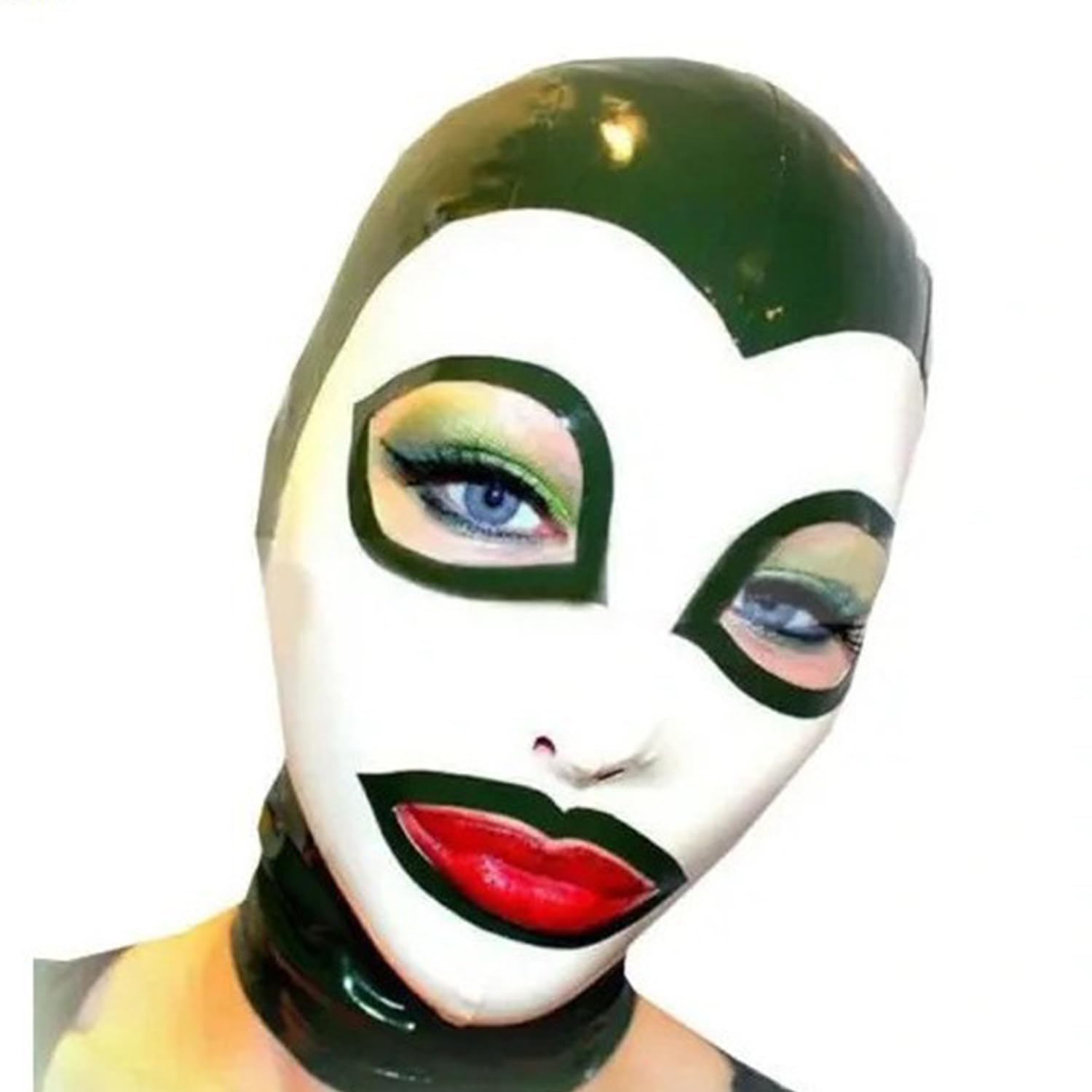 WXLPCGO Latex Hood Riding Mask Safety Non Toxic Exposed Eyes and Mouth Zipper Open for Sensory Play Unisex Fetish(Size:XXL-73CM)