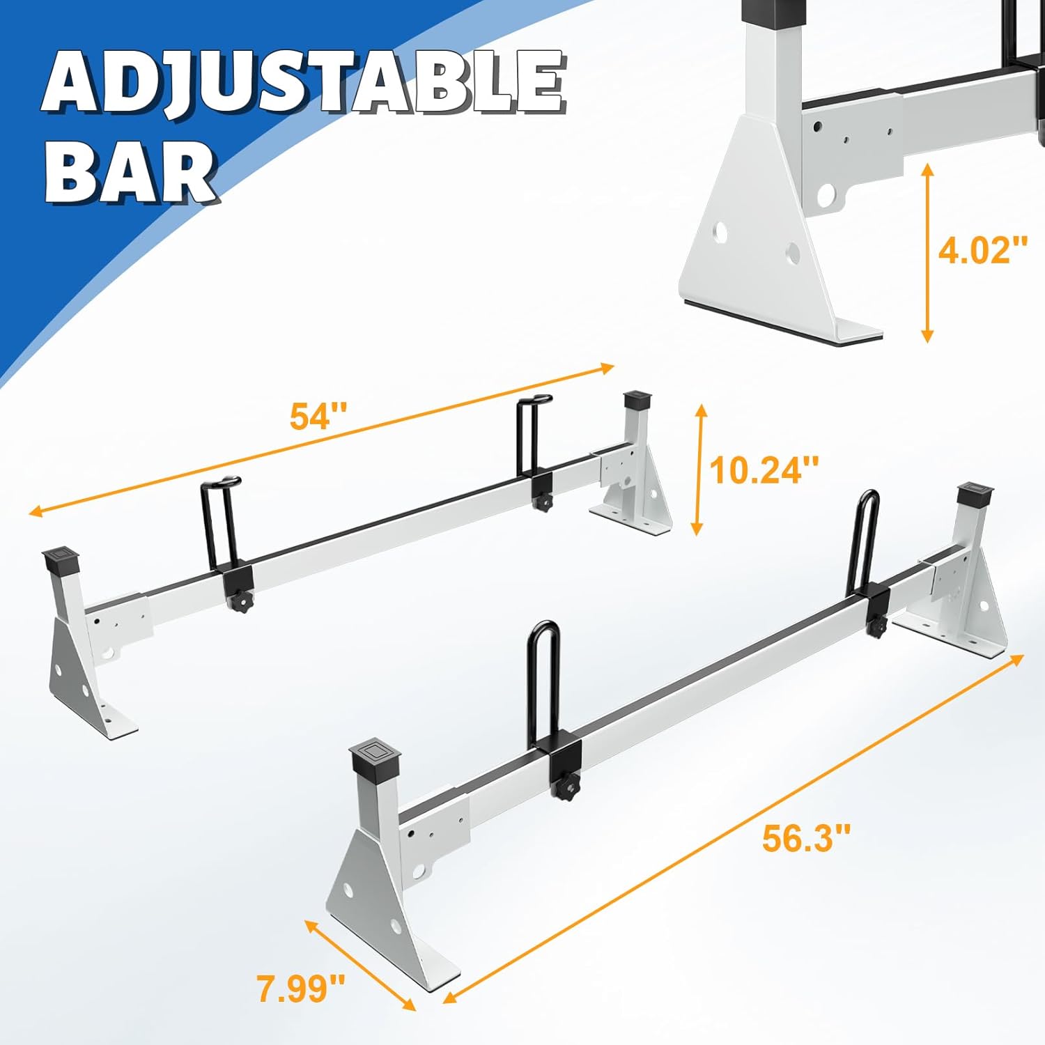 Ladder Roof Rack Fit for Ford 2015-2025 Transit 150 250 350 Heavy Duty Ladder Roof Rack for Cargo Van, 750lbs Load Capacity (2 Crossbars)