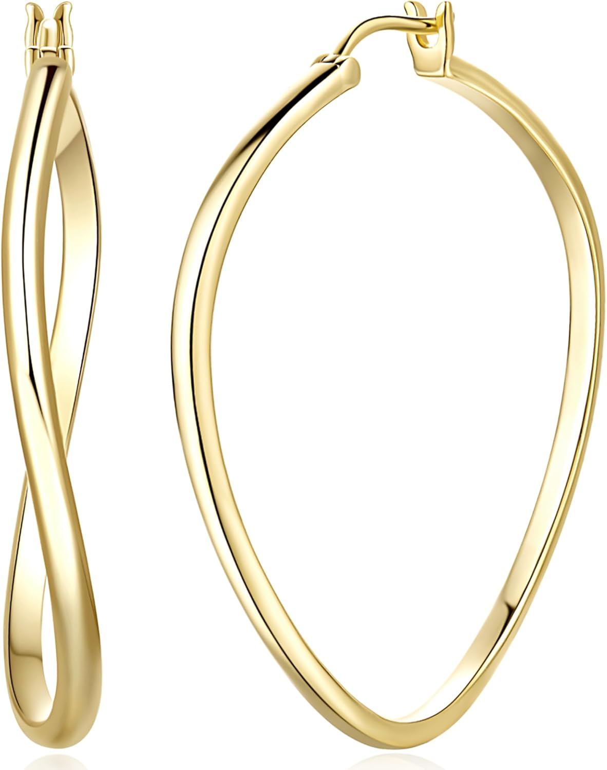 14K Gold Hoop Earrings for Women Large 14K Gold Earrings for Women Hoops Earring Elegant Twisted Big Womens Earring 40mm