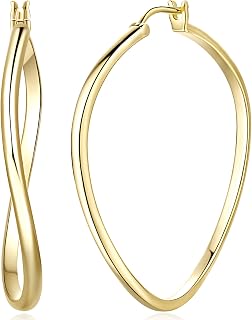 14K Gold Hoop Earrings for Women Large Gold Hoop Earrings 14K Gold Earrings for Women Elegant Twisted Big Gold Jewelry Hoop Earrings 40mm