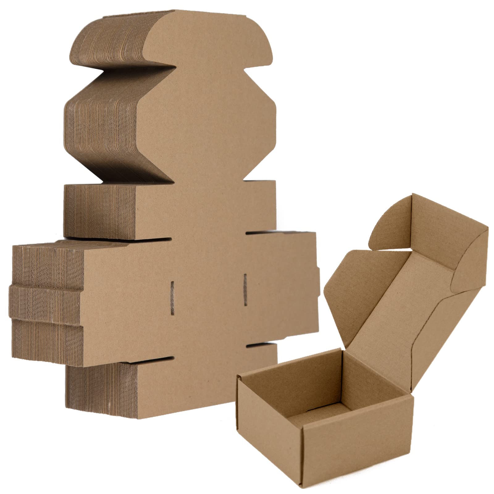 SUNLPH 50 Pack 4x4x2 Inches Small Shipping Boxes, Brown Corrugated Cardboard Boxes, Moving Mailing Packing Box — image 1