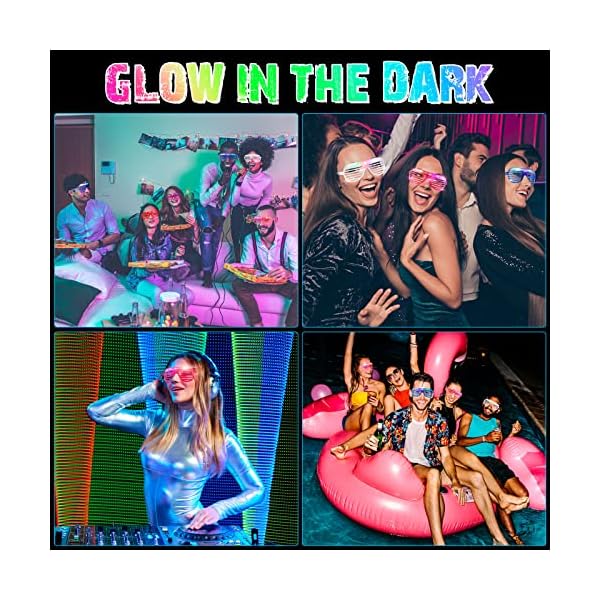 72 pairs of led glasses 6 colors light up glasses shutter shades glow in the dark glasses neon rave flashing sunglasses for adults kids glow in dark party favors supplies - image 3