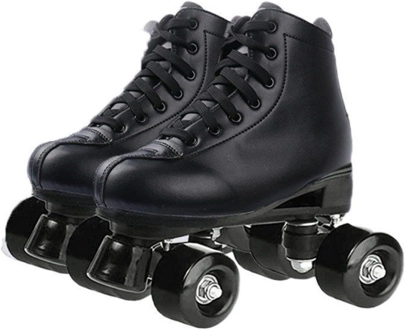 Double Row Roller Skates for Women and Men Fancy Skates Four Wheels Roller Blades Outdoor Sports Adult(Black+Black Wheel,9)