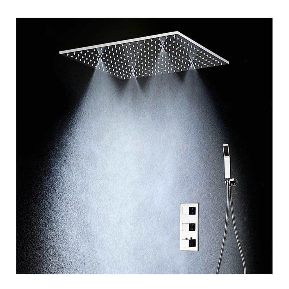 AYCDL 20 Inches Thermostatic Rain Stainless Steel Rain Mixer Shower Combo Set Ceiling Mounted Bathroom Shower Faucet Set with Rainfall Shower Head, Handheld Shower