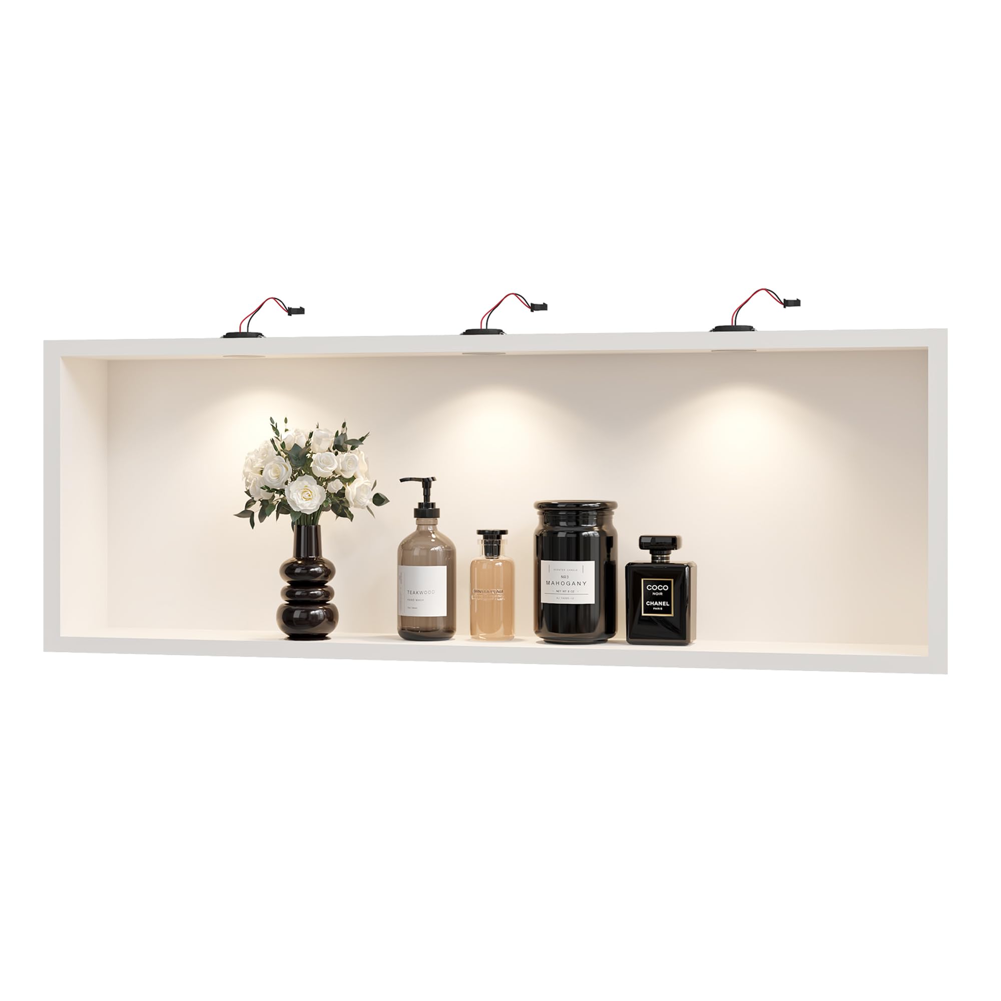 Neodrain Shower Niche, 36" X 12" White Stainless Steel Wall Niche with