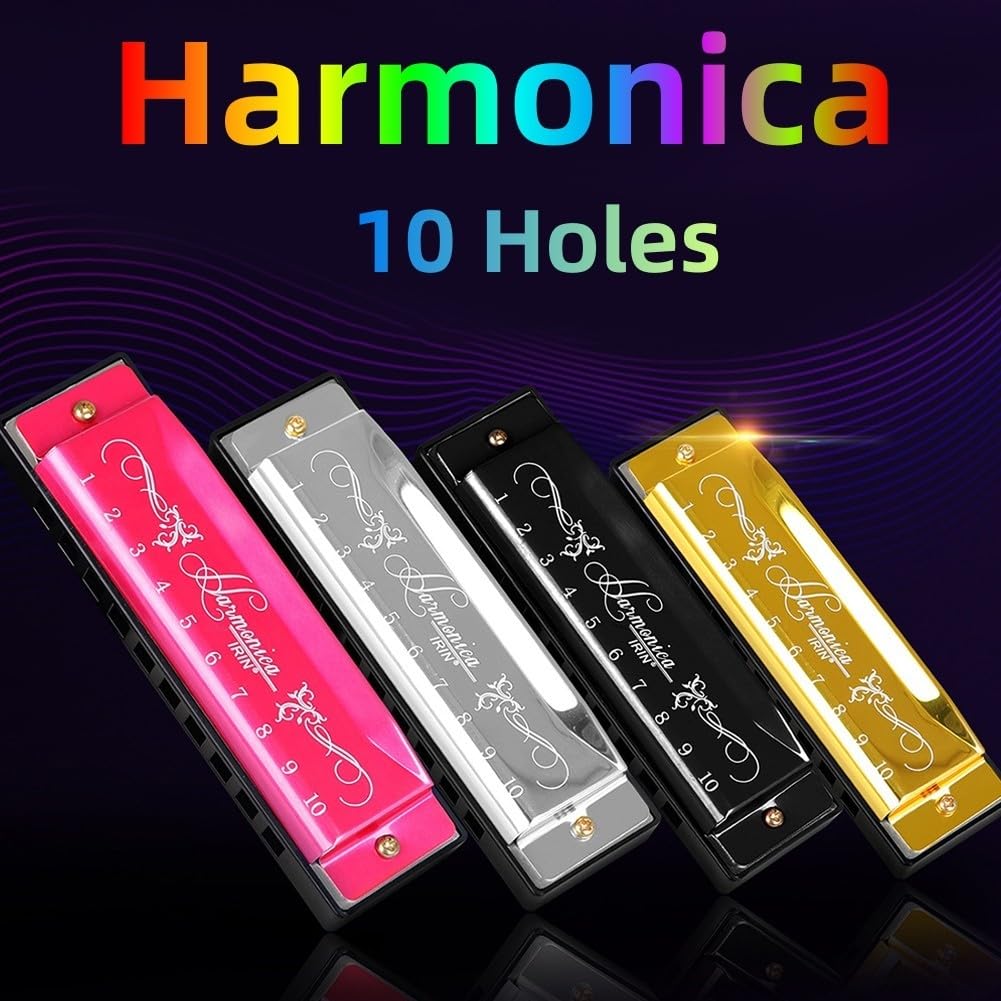 Harmonica en Do pour nouveaux joueurs Design 10 trous assure un excellent son (rose)