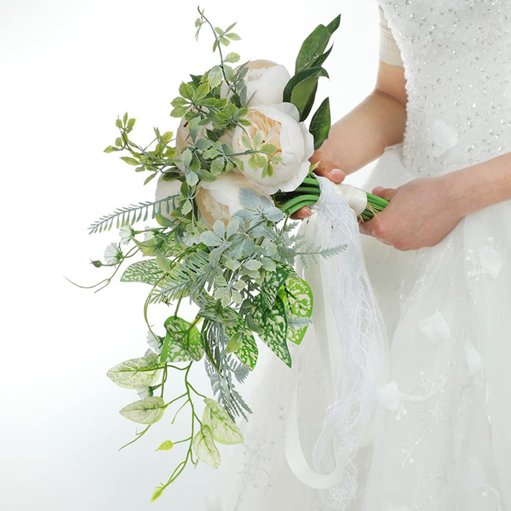 Duories Brautstrauß Brautstrauss Rose Kunstblumen Künstliche Pflanzen Blumen Deko Seidenblumen Hochzeitsstrauß Blumensträuße Fake Flowers