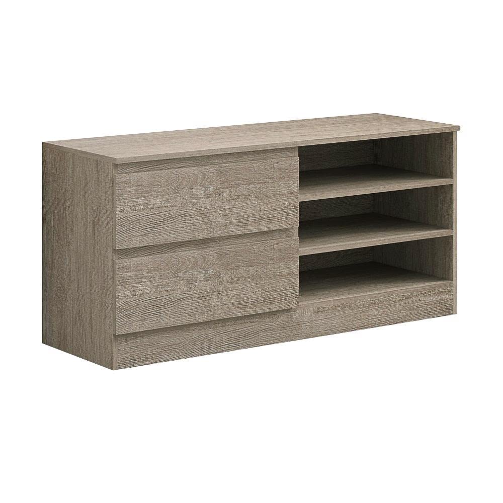 Rustic Oak TV Entertainment Unit with Drawer & Shelves - FWStyle