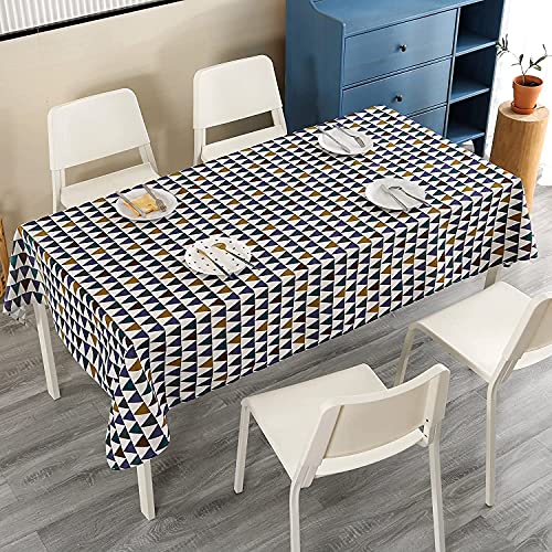 Nappe rectangulaire en coton et lin géométrique 140x300 cm