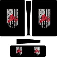 USA Flag Motocross Dirtbike 3pcs Whole Body Decal Cover Sticker for PS5 Digital Edition for PS5 Console and Controller