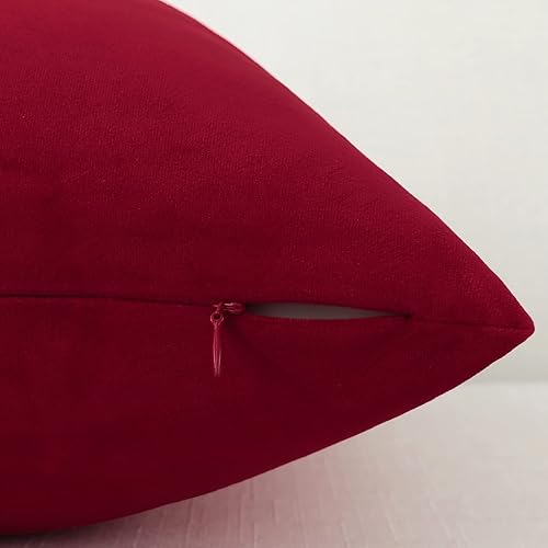 Miniatura 4 de mixeoo Juego de 2 fundas de almohada cómodas de color rojo navideño, rectangulares, de terciopelo grueso sólido, súper suaves, decoración del hogar