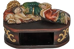 A Tranquil Keeper: Sacred Sleeping St. Joseph Statue with Shelf